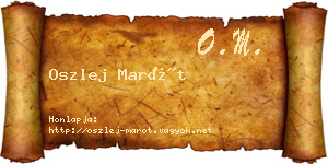 Oszlej Marót névjegykártya